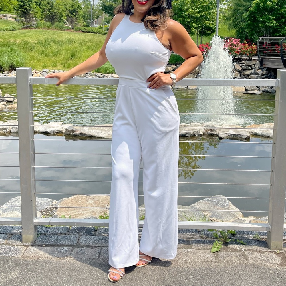 White jumpsuit opened on side size M